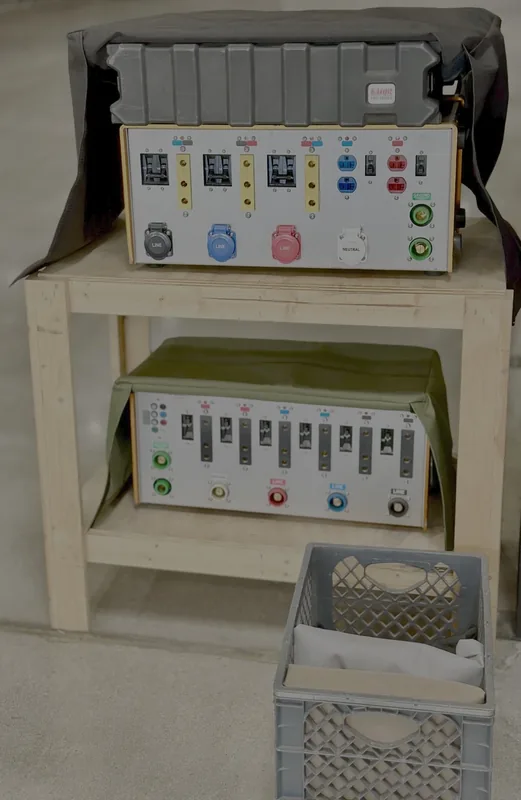 Large and small Cover-Alls folded for storage in a standard milk crate.